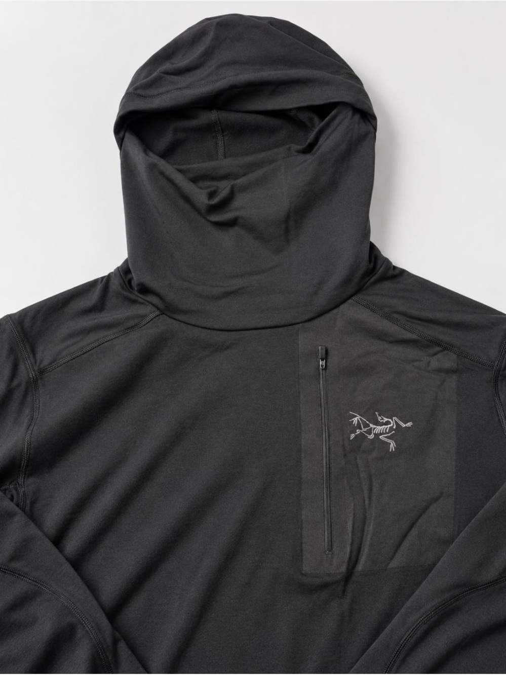 Arc'teryx Black Hooded Performance Pullover with Chest Zip